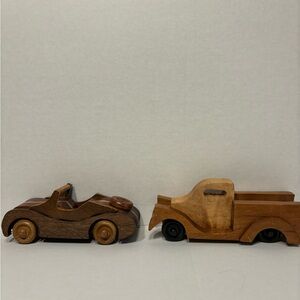 Wooden Toy Car Set - Brown